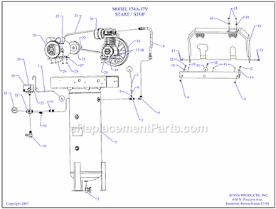 Page A Diagram and Parts List for F34A-17V  Jenny Compressor