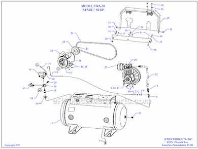 Page A Diagram and Parts List for F34A-30  Jenny Compressor
