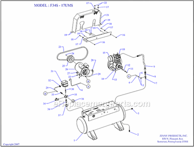 Part Location Diagram of 154-4L490 Jenny Belt-Vee