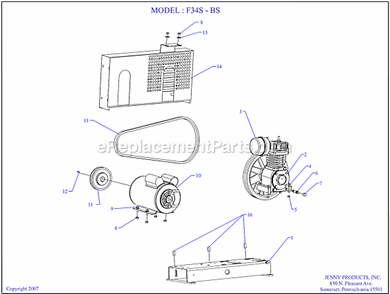 Page A Diagram and Parts List for F34S-BS  Jenny Compressor