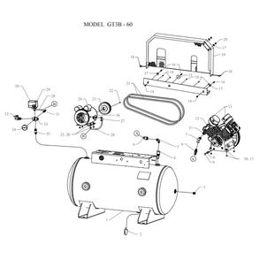 Main Diagram and Parts List for GT3B-60-SSC  Jenny Compressor