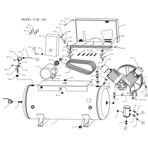 Main Diagram and Parts List for T15B-240-SSC  Jenny Compressor