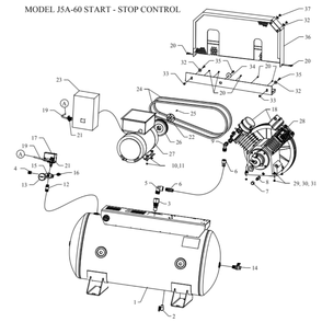 Main Diagram and Parts List for J5A-60-SSC  Jenny Compressor