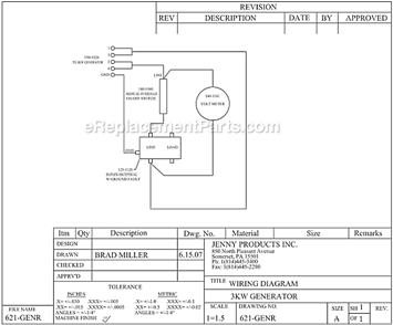 Page B Diagram and Parts List for G13HGA-17P-3000W  Jenny Compressor