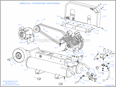 Page A Diagram and Parts List for G3A-15P-SSC  Jenny Compressor