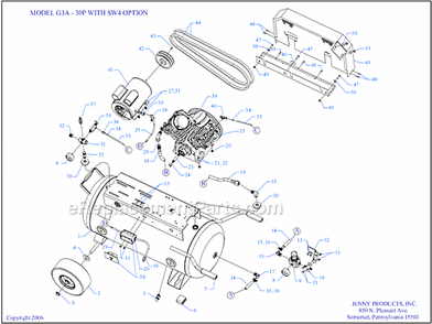 Page A Diagram and Parts List for G3A-30P-CRC-SW4  Jenny Compressor
