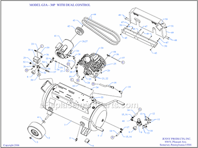 Page A Diagram and Parts List for G3A-30P-DCS  Jenny Compressor
