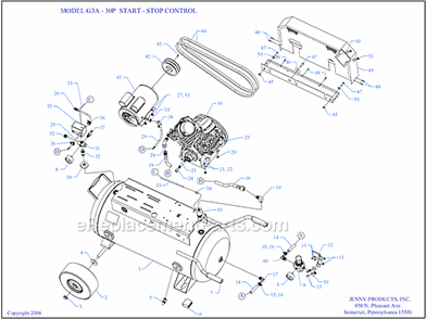 Page A Diagram and Parts List for G3A-30P-SSC  Jenny Compressor