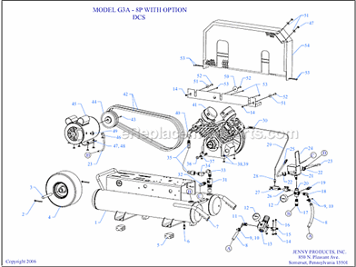 Page A Diagram and Parts List for G3A-8P-DCS  Jenny Compressor