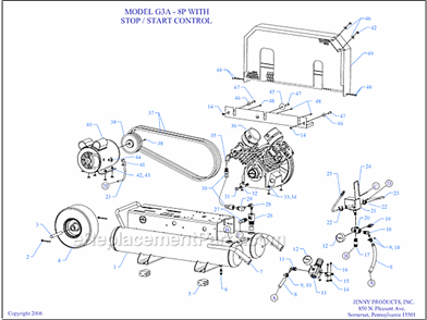 Page A Diagram and Parts List for G3A-8P-SSC  Jenny Compressor