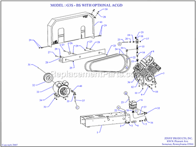 Page A Diagram and Parts List for G3S-BS ACGD Jenny Compressor