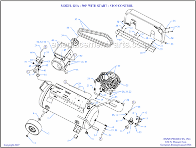 Page A Diagram and Parts List for G5A-30P-SSC  Jenny Compressor