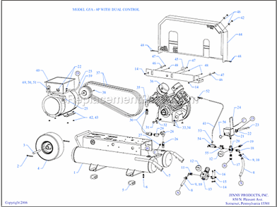 Page A Diagram and Parts List for G5A-8P-DCS  Jenny Compressor