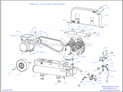Page A Diagram and Parts List for G5A-8P-SSC  Jenny Compressor