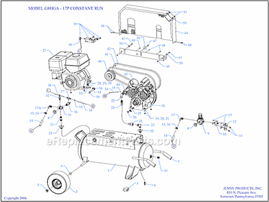 Page A Diagram and Parts List for G8HGA-17P  Jenny Compressor