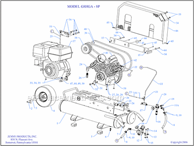 Page A Diagram and Parts List for G8HGA-8P  Jenny Compressor