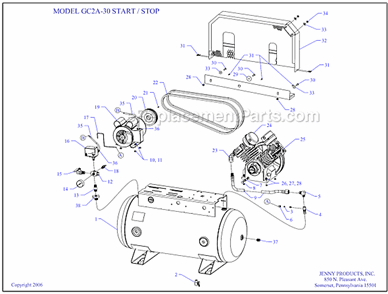Page A Diagram and Parts List for GC2A-30  Jenny Compressor