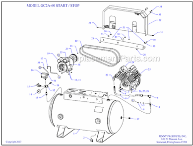 Part Location Diagram of 411-1065 Jenny Tank-Hrzntl