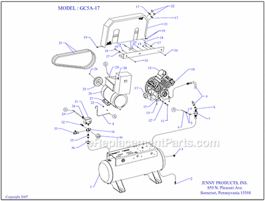 Page A Diagram and Parts List for GC5A-17  Jenny Compressor