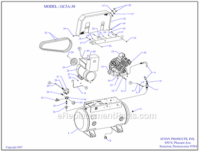 Page A Diagram and Parts List for GC5A-30  Jenny Compressor