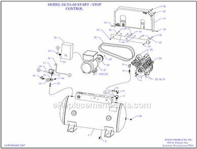 Page A Diagram and Parts List for GC5A-60  Jenny Compressor
