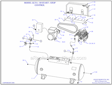 Part Location Diagram of 411-1075 Jenny Tank-Hrzntl
