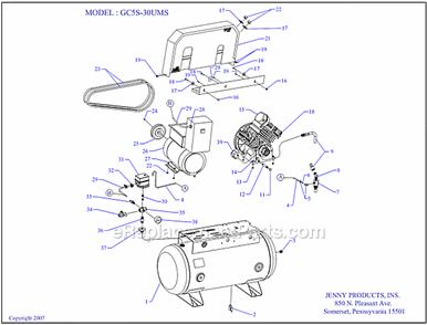 Page A Diagram and Parts List for GC5S-30S  Jenny Compressor