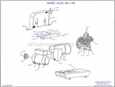 Page A Diagram and Parts List for GC5S-BS  Jenny Compressor