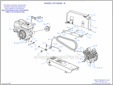 Page A Diagram and Parts List for GT11HGB-B  Jenny Compressor