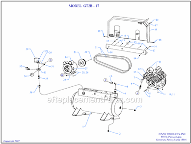 Page A Diagram and Parts List for GT2B-17  Jenny Compressor