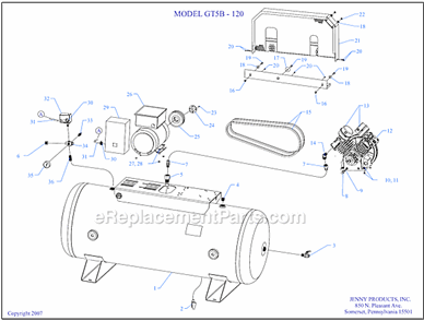 Page A Diagram and Parts List for GT5B-120  Jenny Compressor
