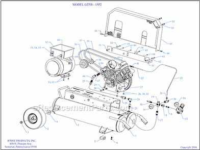 Page A Diagram and Parts List for GT5B-15P2  Jenny Compressor