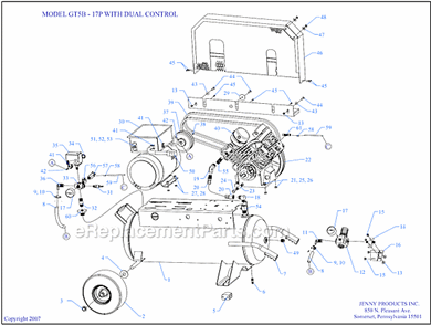 Page A Diagram and Parts List for GT5B-17P-DCS  Jenny Compressor
