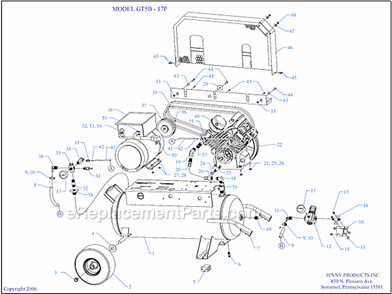 Page A Diagram and Parts List for GT5B-17P  Jenny Compressor