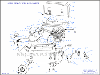 Page A Diagram and Parts List for GT5B-30P-DCS  Jenny Compressor