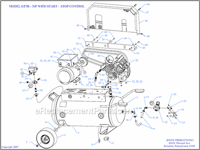 Page A Diagram and Parts List for GT5B-30P-SSC  Jenny Compressor