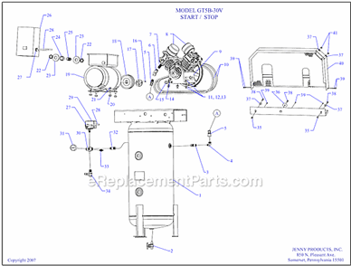 Page A Diagram and Parts List for GT5B-30V  Jenny Compressor