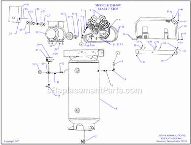 Page A Diagram and Parts List for GT5B-60V  Jenny Compressor