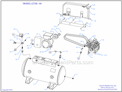 Page A Diagram and Parts List for GT5B-60  Jenny Compressor