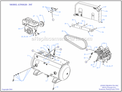 Page A Diagram and Parts List for GT8HGB-30T  Jenny Compressor