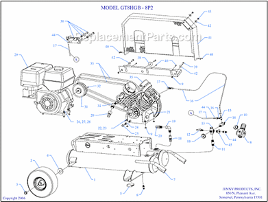 Page A Diagram and Parts List for GT8HGB-8P2  Jenny Compressor