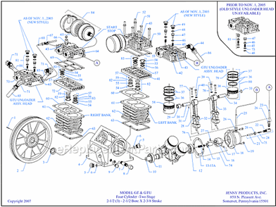 Page A Diagram and Parts List for GTU Series Jenny Compressor