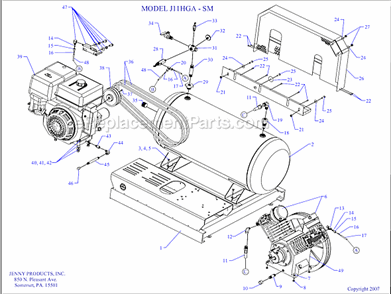 Page A Diagram and Parts List for J11HGA-SM  Jenny Compressor