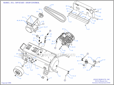 Page A Diagram and Parts List for J5A-30P-SSC  Jenny Compressor