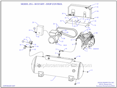 Page A Diagram and Parts List for J5A-80  Jenny Compressor