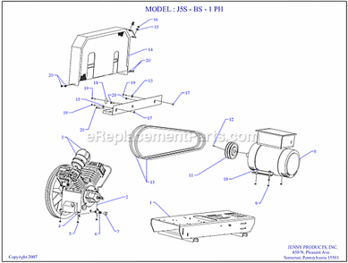 Page A Diagram and Parts List for J5S-BS  Jenny Compressor