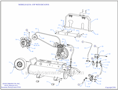 Page A Diagram and Parts List for K15A-15P-DCS-DVS  Jenny Compressor