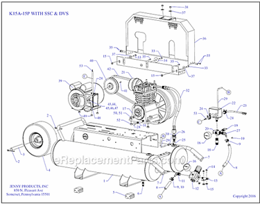 Page A Diagram and Parts List for K15A-15P-SSC-DVS  Jenny Compressor