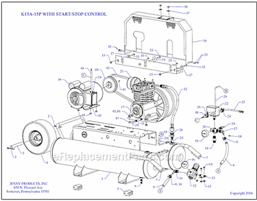 Page A Diagram and Parts List for K15A-15P-SSC  Jenny Compressor