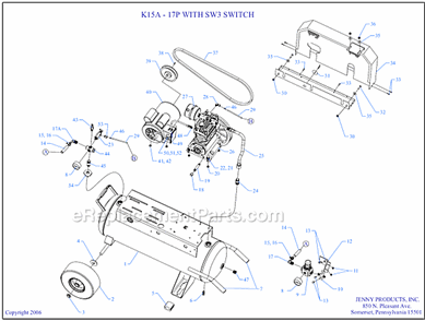 Page A Diagram and Parts List for K15A-17P-CRC-SW3  Jenny Compressor